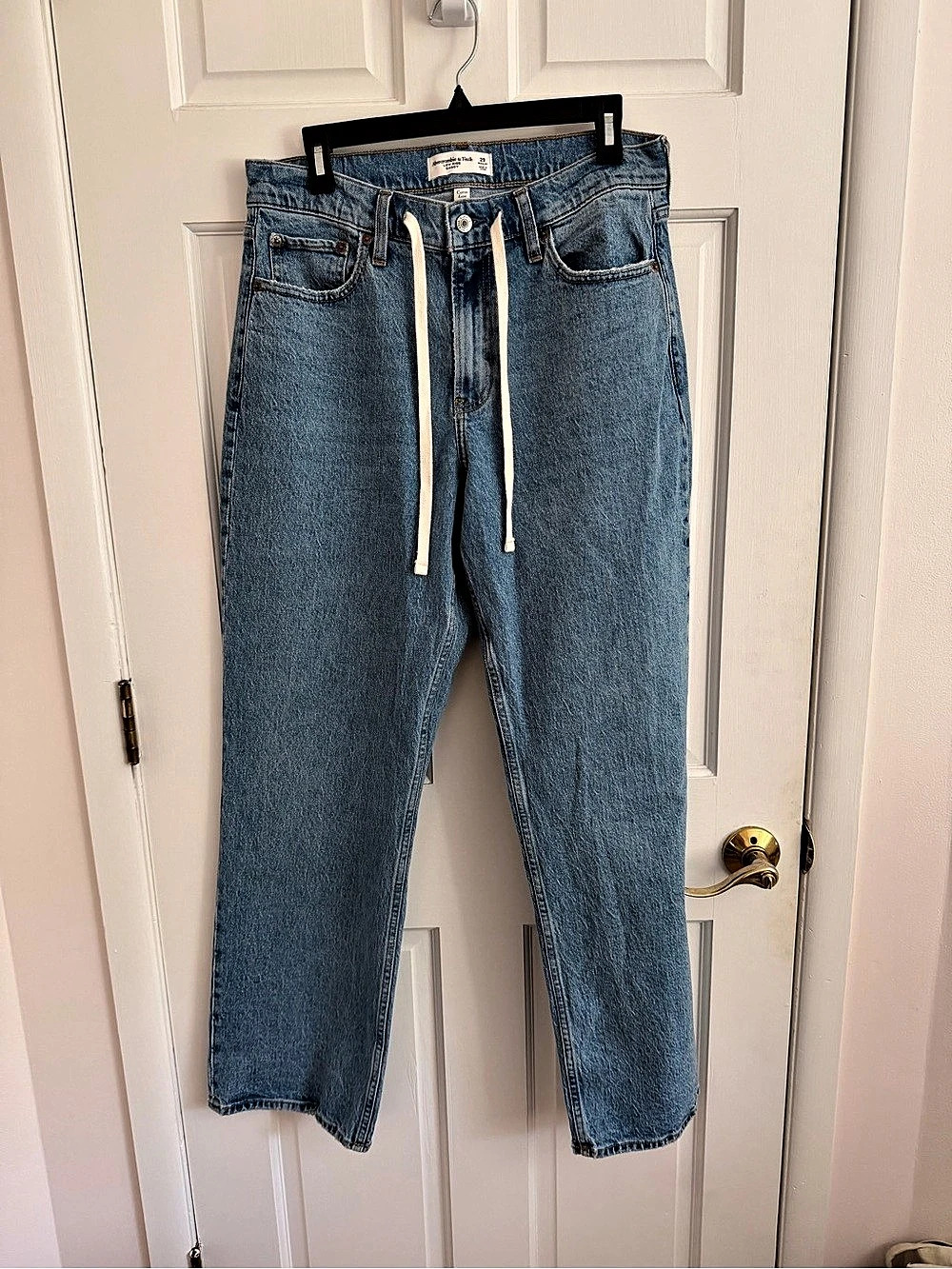 Abercrombie & Fitch Curve Love Low Rise Baggy Jeans Blue Waist 29